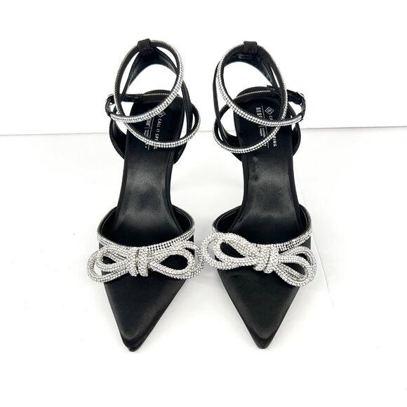 Sz 7.5 NWT Call It Spring Galaa Black Rhinestone Bow High Heels Women - Picture 3 of 14